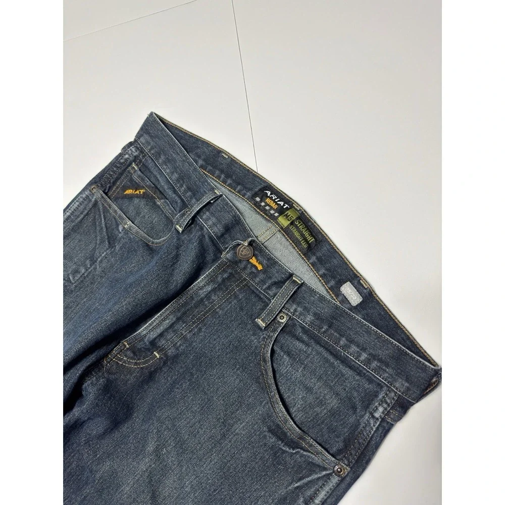 Ariat M5 Rebar Straight Leg Jeans Men's 35x30 Denim Cowboy Work Rodeo Dark Wash